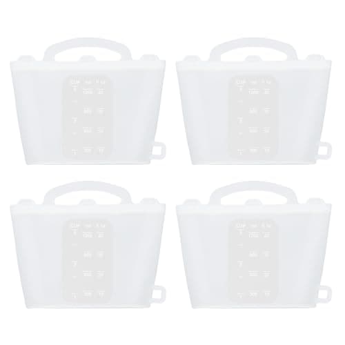 SUNNYNEST 4pcs Reusable Freezer Bags Leak-Proof Silicone Food Storage Containers Bag Food Preservations Fridge Fruit Pouches for Kitchen, Fridge, Travel & Office Use (White)