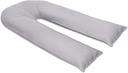 Crescent Collection U Shaped Pillowcase Cover Pregnancy Maternity Nursing Full Body Pillowcase Cover (Silver, 12FT U Pillowcase Cover Only)