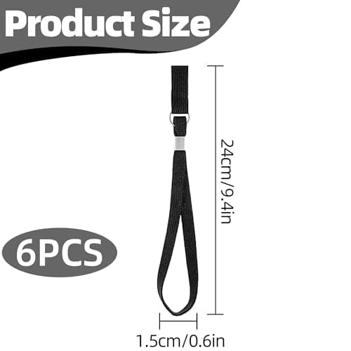 Bansusu 6Pcs Walking Stick Wrist Strap, Black Nylon Cane Hanging Rope — view 2