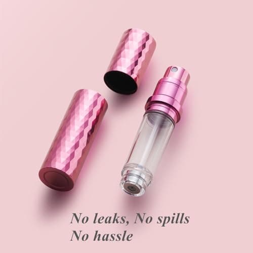 Aurdox Perfume Atomiser, Refillable & Travel Size Perfume Bottle with Bottom Pump, Leaking Proof, Luxurious Diamond Design, Mini Small Spray Bottles for Women and Men, 5ml (Rose Red) — view 2
