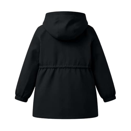 Waterproof Rain Jackets for Girls Lightweight Lined School Hooded Windproof Raincoats Teen Kids Fashion Plain Outdoor Windbreaker Casual Windproof Hiking Climbing Outerwear (Black, 15-16 Years) — view 4