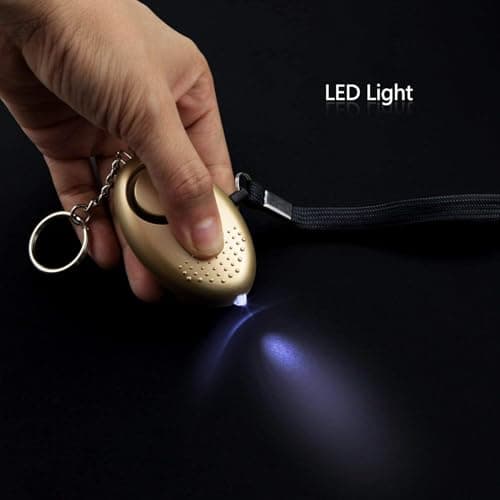 Personal Safety Alarms for Women, Reusable Police Approved 140DB Loud Alarm with LED Light, Small Personal Security Alarm Torch Keychain Safety Security Alarm Panic Rape Attack Safety Tool (Gold) — view 3