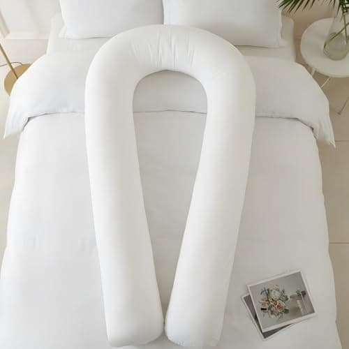 LOOMERIG 12ft U-Shaped Body Pillows – Full Body Support Pregnancy Pillow for Neck, Back & Legs, Ergonomic Comfort, Soft Polyester Filling, Machine Washable Cover