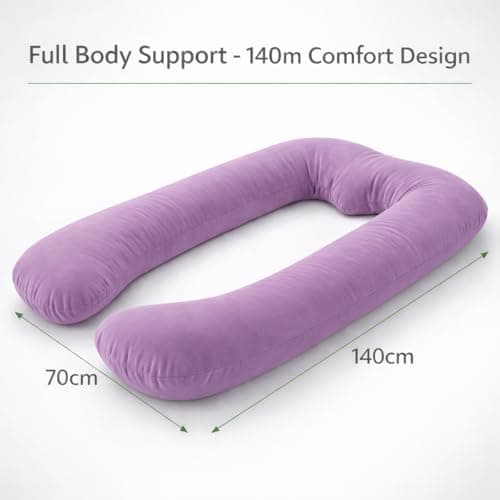 Emirates Living U-Shaped Maternity Pillow for Pregnancy – Full Body Support Pillow for Sleeping, Back, Hips & Legs – Large Pregnancy Pillow - Purple — view 3