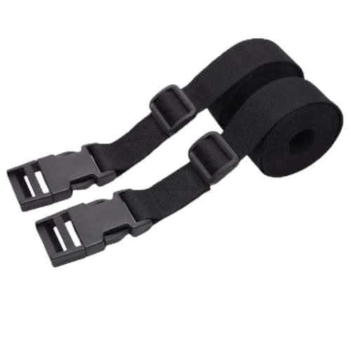 Luggage Straps 2 Pack – 1.5m Adjustable Heavy Duty Webbing Straps with Quick Release Buckles for Suitcases, Sleeping Bags, Camping, Travel & Backpack Compression – Black