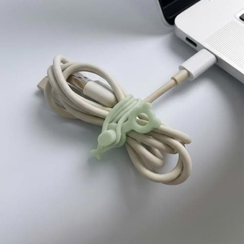YANJINGSHE Cable Tidy Clips, 20-Pack Reusable Silicone Cable Ties Green — view 6