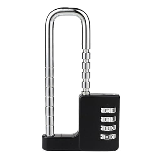 Gettimore Adjustable U-Shaped Combination Lock for File Cabinet Wardrobe Door 4 Digit Mechanical Password Padlock Alloy Steel Security Lock Telescopic 42-98mm Silver Black