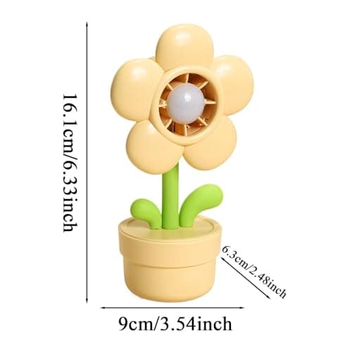 Portable Handheld Fan | 3-Speed Settings Ventilator | Flower Pot Shape USB Rechargeable Night Light Handheld Portable Fan,for Kids Adults Summer Travel Car Beach Outdoor Kitchen Classroom — view 5