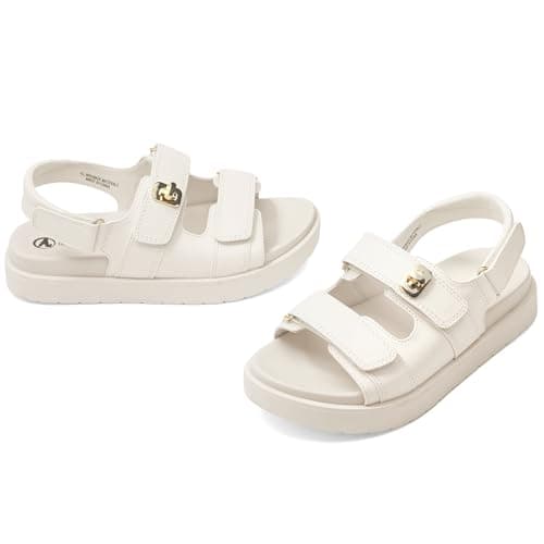 MIXIN Girls Sandals Open Toe Flat summer Beach Sandals for Big Kids White Size 4 — view 6