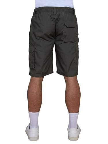 Men's Cargo Shorts Elastic Waist Multi-Pocket – Lightweight Outdoor Summer Work Bottom for Men with Deep Pockets, Drawstring, Relaxed Fit | Hiking Camping Athletic Casual Pant Khaki Size Large — view 2
