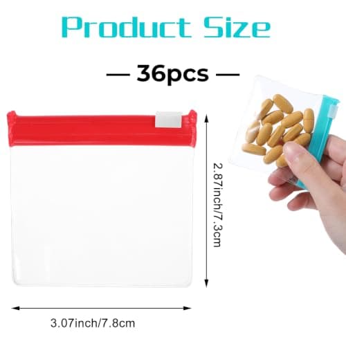 12 Pcs Zippered Pill Pouch Reusable Mini Seal Storage Bags Slide Lock Portable Medicine Baggies Self-Sealing Travel Plastic Case for Small Items Organizing Home Office — view 2