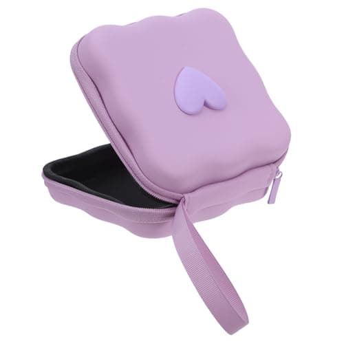 Warmhm Portable Female Pads Organizer Eva Heart Shaped Period Purse with Quick Access Opening Stylish Lavender Travel Pad Holder for Women and Teen at Home or Travel
