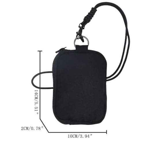 WUZIA Travel Neck Pouch with Lanyard,Black Mini Hanging Travel Wallet, Multi-Functional Coin Purse Keychain Storage Bag — view 2