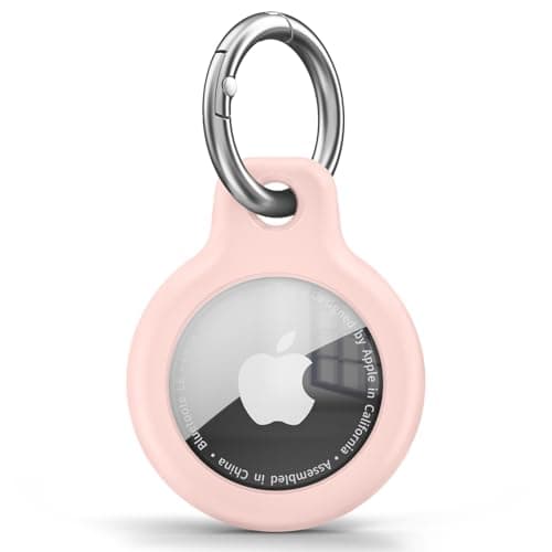 Air Tag Holder Air Tag Silicone Case, with Keychain, TPU Case for Air Tags Keyring for Keys, Bags, Luggage, Pet Collar, Anti-Lost and Scratch-Resistant, Fully Covered (Pink)