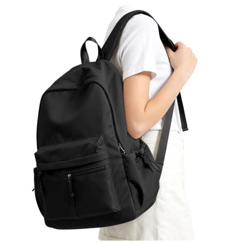 HYC00 School Backpack Secondary Girls Boys Water Resistant Womens Rucksack Backpack Casual Travel Daypacks, School Bags for Teenage Girls College Laptop Backpacks Work Students Back Pack, O1-Black