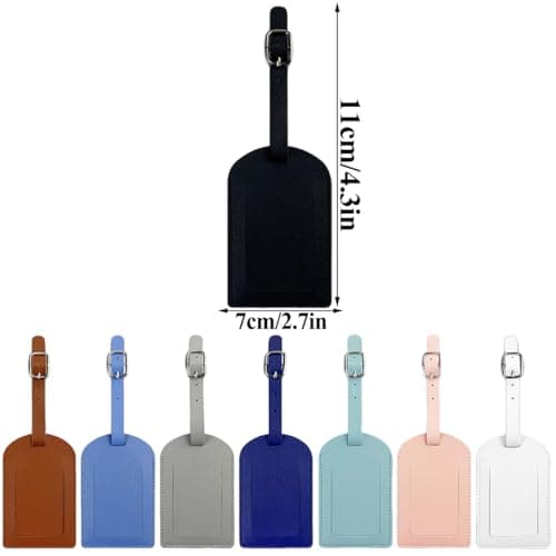 8 PCS Luggage Tags Suitcase Tag with Name ID Card Handbag Tag Labels PU Luggage Tags with Adjustable Strap Preventing Loss of Bags and Suitcases for Suitcase and Travel Bag Ta — view 2
