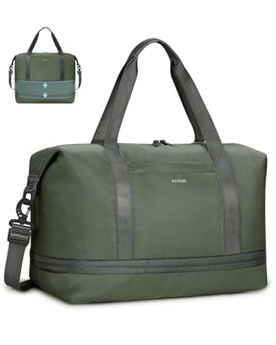 ECOHUB for Ryanair Cabin Bags 40x30x20, Expandable Underseat Hand Luggage Bag, Foldable Carry On Bag with Removable Wet Pocket, Water-Resistant Overnight Hospital Weekend Bag for Women (Green)
