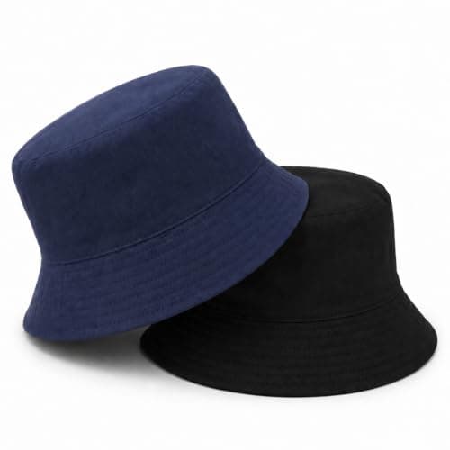 Reversible Bucket Hat UPF50+ Sun Protection - Classic Solid Colour Wide Brim Foldable Summer Sun Hat, Lightweight Fisherman for Women and Men, Beach Fishing Hiking Festival Travel (Navy Blue)