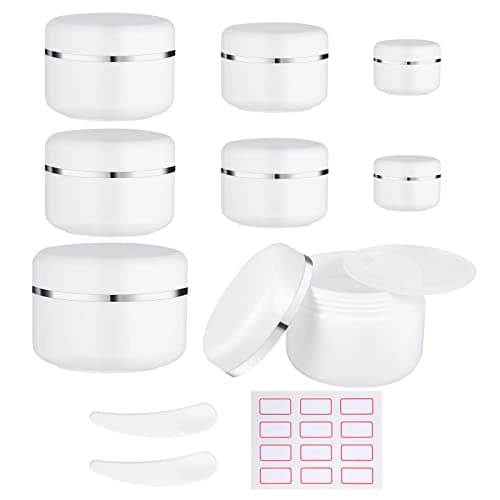 8 Pack Cosmetic Sample Jars, 10/30/50/100Ml Travel Pots with Lids