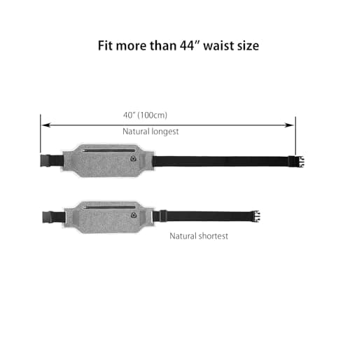 Ahijklmn Running belt,Slim Running Waist Fanny Pack Runner Exercise Phone Belt Hip Pouch Bag for Women Men iphone Samsung, White Grey, One Size, Classic — view 3