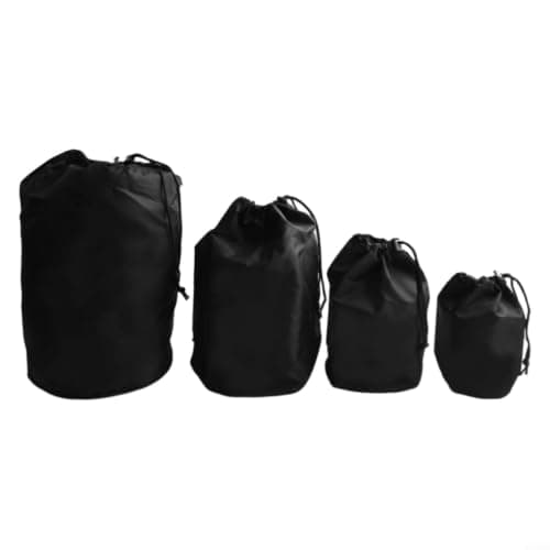 Sleeping Bag Compression Sack 4PCS Nylon Drawstring Bags for Camping Hiking Backpacking Clothes Storage Gear Organizer Black
