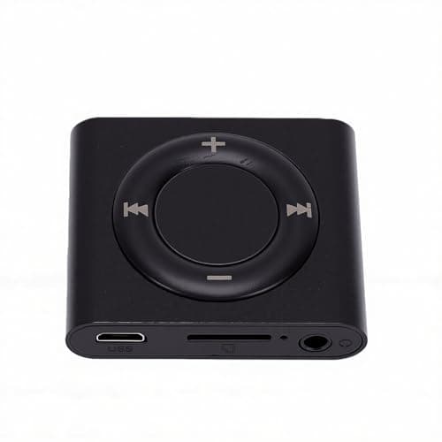 Ejoyous MP3 Player Aluminum Alloy Music Player with Built in Speaker 64GB Card Support 18H Playback HiFi Sound 3.5mm Earphones for Students Running Travel (Black)