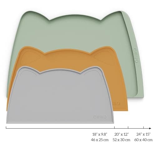 OHMO Silicone Cat Food Mat for Food&Water Bowls, 46x25cm, Ash Grey — view 2