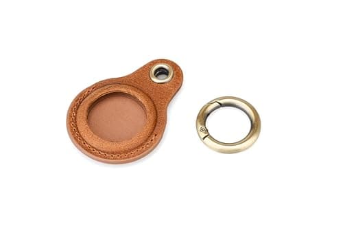 Habac Studio Airtag Keyring Genuine Leather with Brass Key Tags. Airtag Holder for Luggage GPS Tracker Dog Airtag Case Key Organiser. Key ring GPS Tag (Brown) — view 4