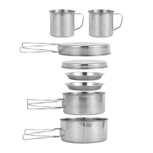 KIXZSAZ 8pack/lot Stainless Steel Outdoor Camping Cookware Set for Hiking Picnic Barbecue Pack of 8 Outdoor Camping Cookware — view 2
