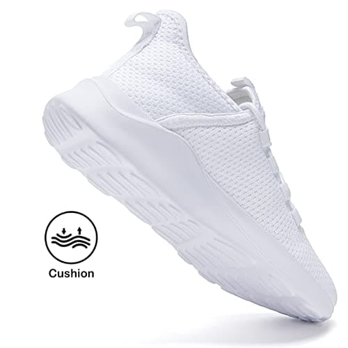 FUJEAK Women Shoes Trainers Running Walking Slip on Women Gym Comfortable Shoes Fitness Outdoor Sports Jogging Sneakers Casual Mesh Lightweight Breathable White Size 5.5 UK — view 4