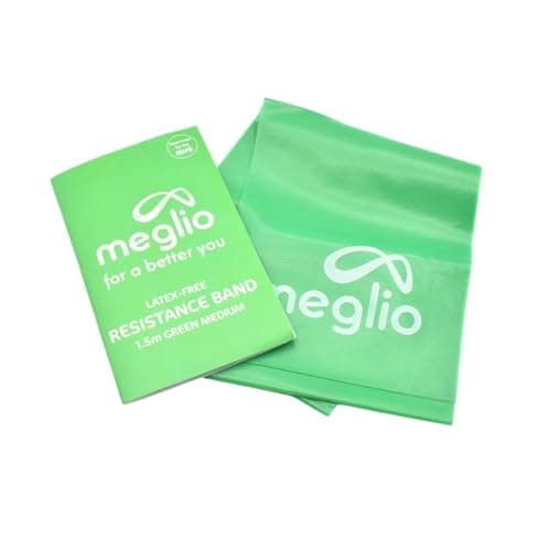 Meglio Resistance Band, 1.5m, Green, Latex Free, With Exercise Guide