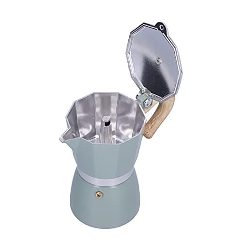 HERCHR ﻿Coffee Maker Pot, Aluminum Alloy Coffee Kettle 6 Cup Coffeemaker Percolator 300ML Mocha Machine for Home, Camping, Office (lake turquoise) — view 6