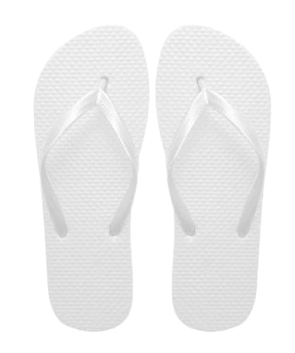 SUGAR ISLAND® Unisex Ladies Girls Mens Summer Beach FLIP Flop Pool SHOES-WHITE-5/6