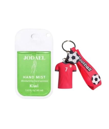 Alcohol-Free Hand Sanitizer Spray for Kids – Gentle Daily Use for Boys & Girls, Travel Friendly Clip-On Bottle with 3D Keychain for School, Playground, Home & Travel 45ml (Red jersey) — view 2