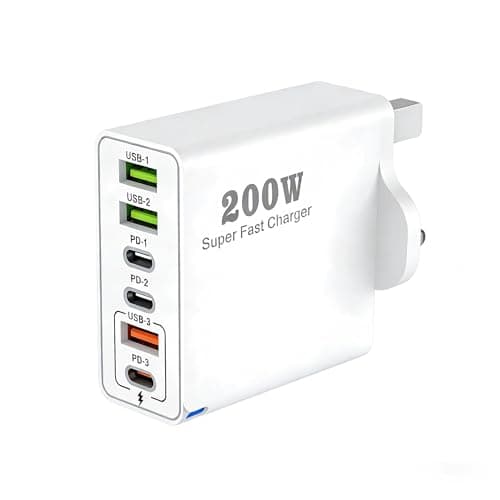 200W USB C Charging Station, 6 Port GaN Charger