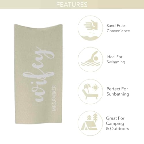 Print Maniacs Custom Hubby Wifey Beach Towel Personalised Couple Name Microfibre Towel Large Quick Dry Lightweight Travel Towel Honeymoon Holiday Pool Spa Gift — view 4