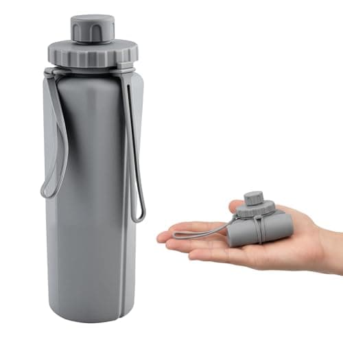 KxrTpx Collapsible Water Bottle 600ml/21oz, Foldable Water Bottle for Outdoor and Gym Use, Travel Water Bottles, Water Bottles Silicone Construction, Folding Water Bottle for Daily Hydration