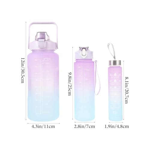 Fenical 3pcs Sports Water Bottle Set with Times to Drink, 2l 900ml 300ml — view 2