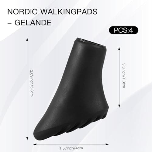Nordic Walking Poles Rubber Steps, Pack of 4 Walking Poles, Rubber Buffers, Nordic Walking Pads, Asphalt, Quick Nordics Walking Pads, Buffer for Trekking, Asphalt, Gravel Mountains with Diameter — view 2