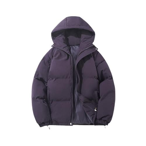 Anbiryeik Women Winter Puffer Down Jacket Hooded Waterproof Quilted Short Coat with Pockets Lightweight Ladies Parka Jackets Zip Up Windproof Packable Casual Warm Outwear for Travel Outdoor Purple XXL