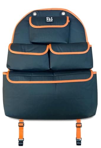 OLPRO Single Car Seat Storage Organiser – Orange – Waterproof Back Seat Protector with Closable Pockets – Kids Car Organiser, Easy to Install, Car Seat Tidy for Travel & Accessories — view 2