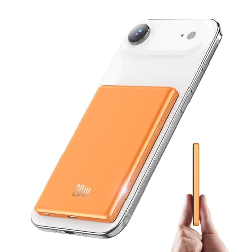 2026 Power Bank for Magsafe, Ultra Slim 5000mAh 20W Fast Charging Powerbank Wireless Magnetic Portable Charger,USB C in&Out PD Phone Battery Pack,for iPhone 12/13/14/15/16/17 Air Mini Plus Pro,Orange
