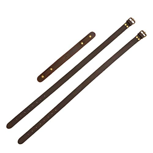 TOURBON 2pcs Leather Picnic Blanket Carry Strap for Camping Festivals Motorcycle Bedroll Straps Brown — view 5
