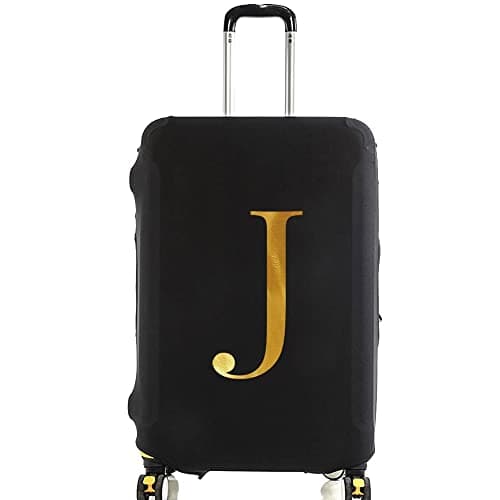 Initial Letter Printed Design Travel Trolley Case Cover Protector Washable Suitcase Cover Luggage Storage Covers for 18-28 Inch Luggage Cover (L (26-28 inch Luggage), Gold J)