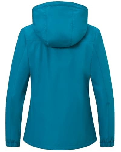 Tyhengta Womens Lightweight Rain Jackets Hooded Breathable Packable Running Raincoats Waterproof Hiking Walking Jacket with Hood Lake Blue,M — view 3