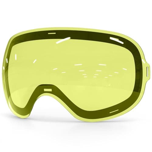 Findway Yellow Silver Magnetic Interchangeable Spherical Lens,Anti-fog 100% UV Protection, Anti-glare Goggles for Ski Goggles (Lens only)