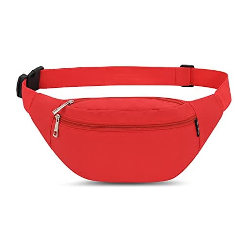 Bumbags and Fanny Packs for Men Women Hiking Running Travel Waterproof Waist Bag Walking Dog Outdoor Sport for Ladies Boys Red — view 2