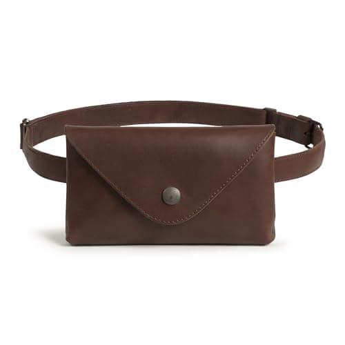 Hide & Drink, Rustic Leather Waist Pouch, Fanny Pack, Bag, Purse, Phone Holder Cable Case, Samsung iPhone, Easy Travel for Digital Nomads Handmade, Bourbon Brown, 10 x 1.75 x 6 inches, Classic