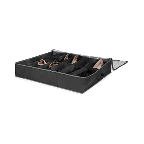 Compactor Novara Dora 12 Compartment Under Bed Shoe Storage Bag, Non Woven Polypropylene and PEVA, 76 x 60 x 15cm, Dark Grey, RAN4481 — view 3