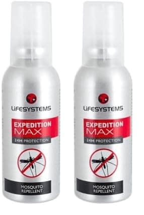 Lifesystems Insect Repellent Expedition Maximum DEET Pump Spray | Repels Mosquitoes, Biting Insects, Ticks | Up to 8hrs Protection, Ideal For Any Destination Including Jungle Tropics, Silver (Pack of 2)